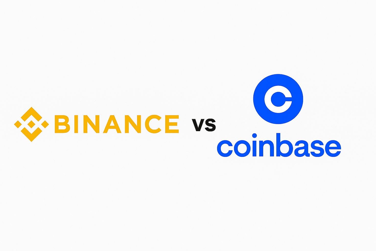 Binance vs Coinbase logos side by side with “vs” in the center.